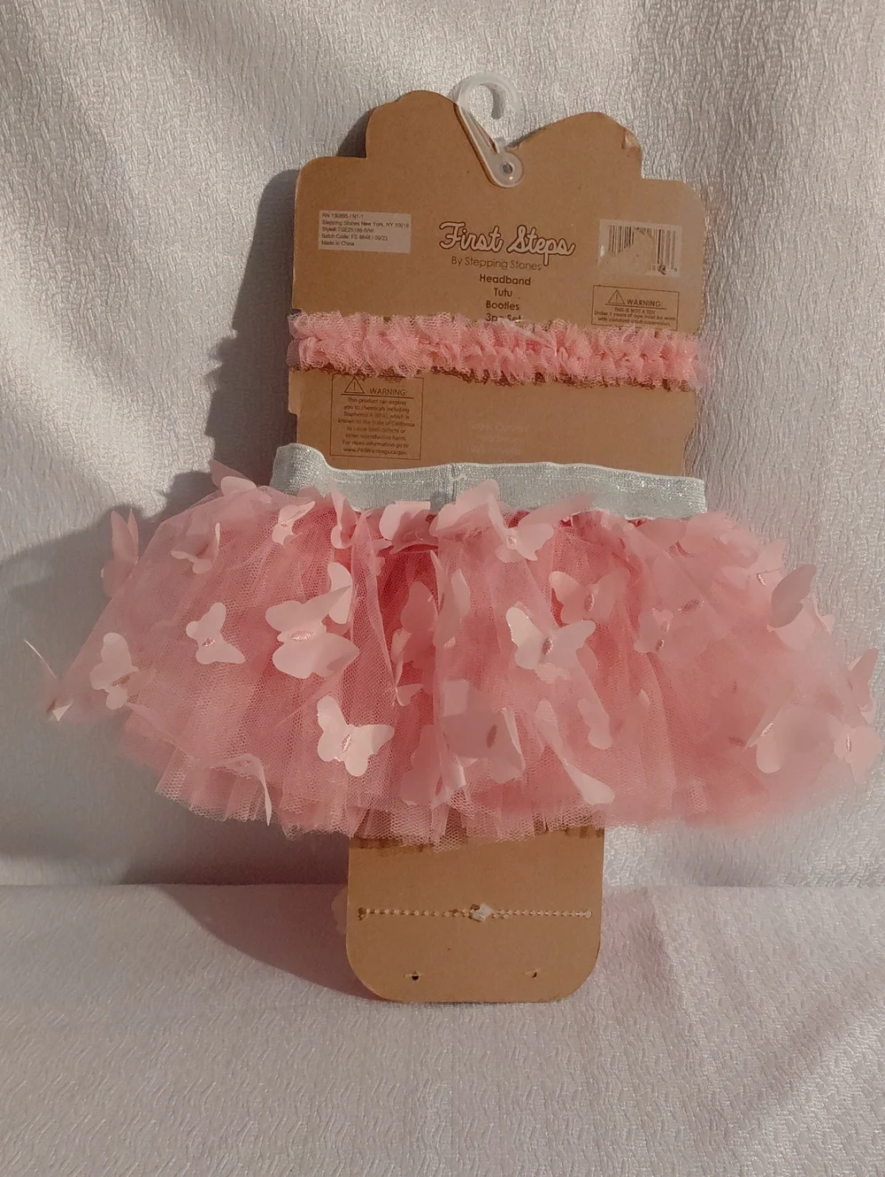 First Steps Baby Pink Tutu Booties 3 Pc Set Skirt & Flower Shoe Set - Kids Shoes